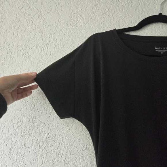 Ahtleta M Black Ruched Short Sleeve Tee Shirt Lyocell Blend - Picture 2 of 7